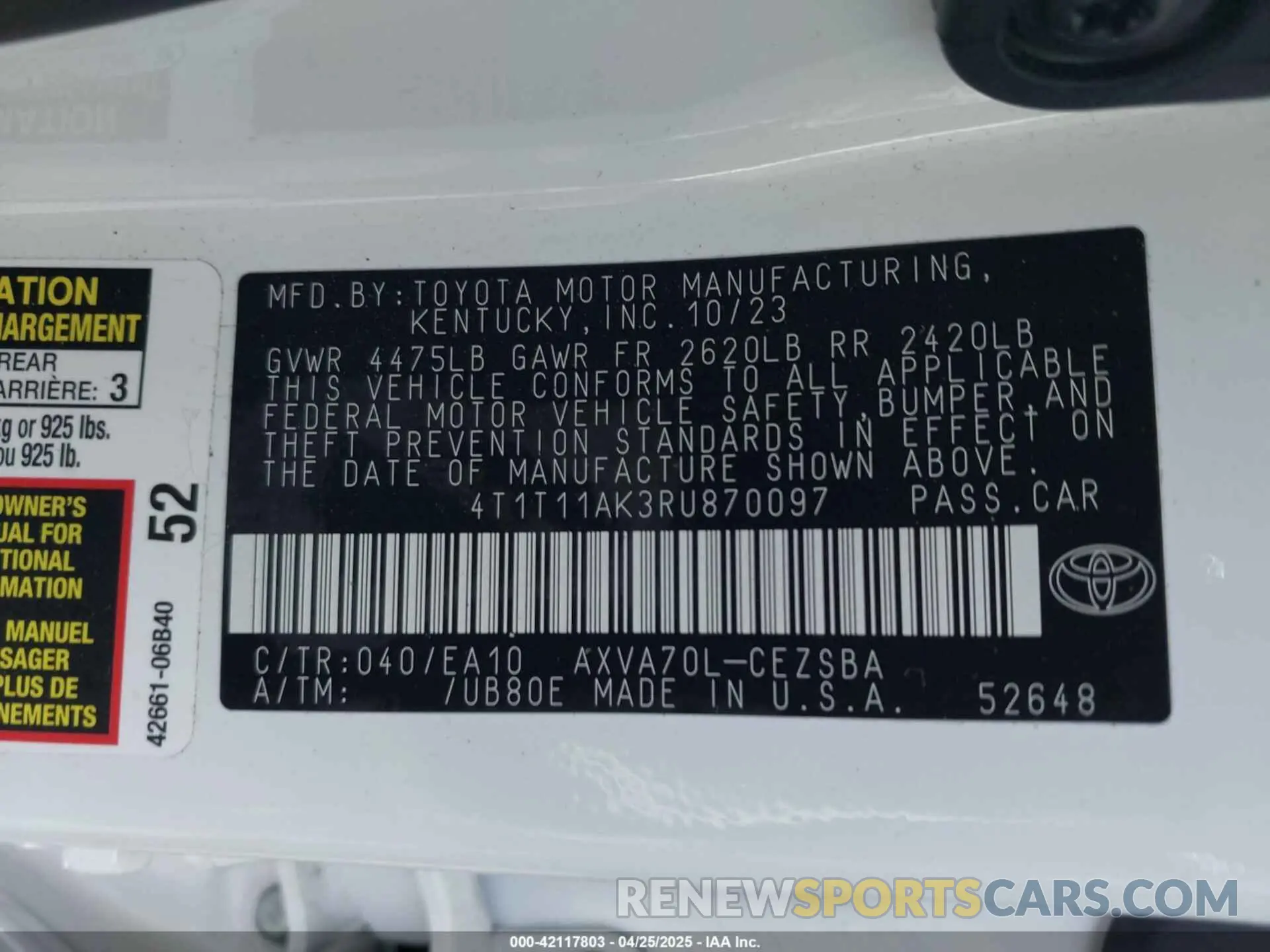 9 Фотография поврежденного автомобиля 4T1T11AK3RU870097 TOYOTA CAMRY 2024