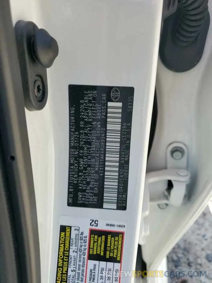 13 Photograph of a damaged car 4T1T11AK4RU893470 TOYOTA CAMRY 2024