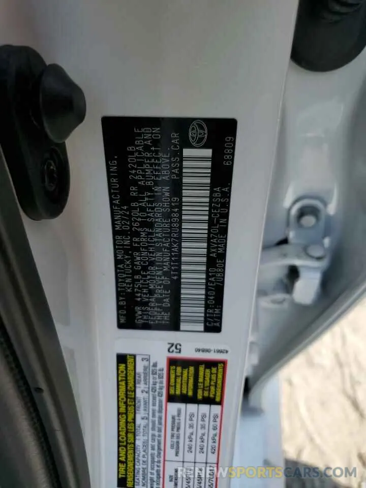 12 Photograph of a damaged car 4T1T11AK7RU898419 TOYOTA CAMRY 2024