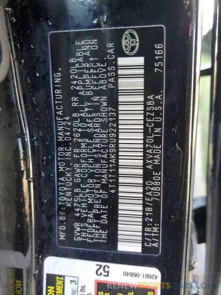 14 Фотография поврежденного автомобиля 4T1T11AK9RU922137 TOYOTA CAMRY 2024