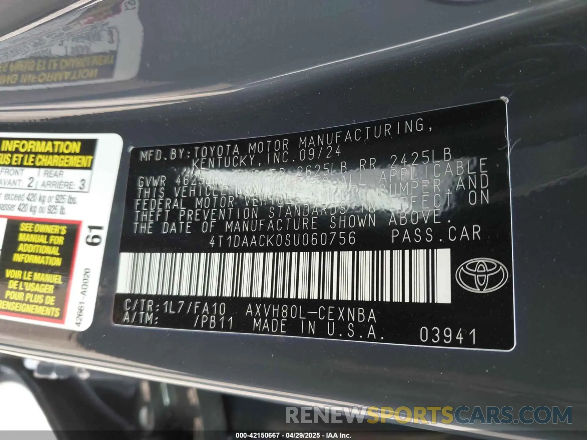 9 Photograph of a damaged car 4T1DAACK0SU060756 TOYOTA CAMRY 2025