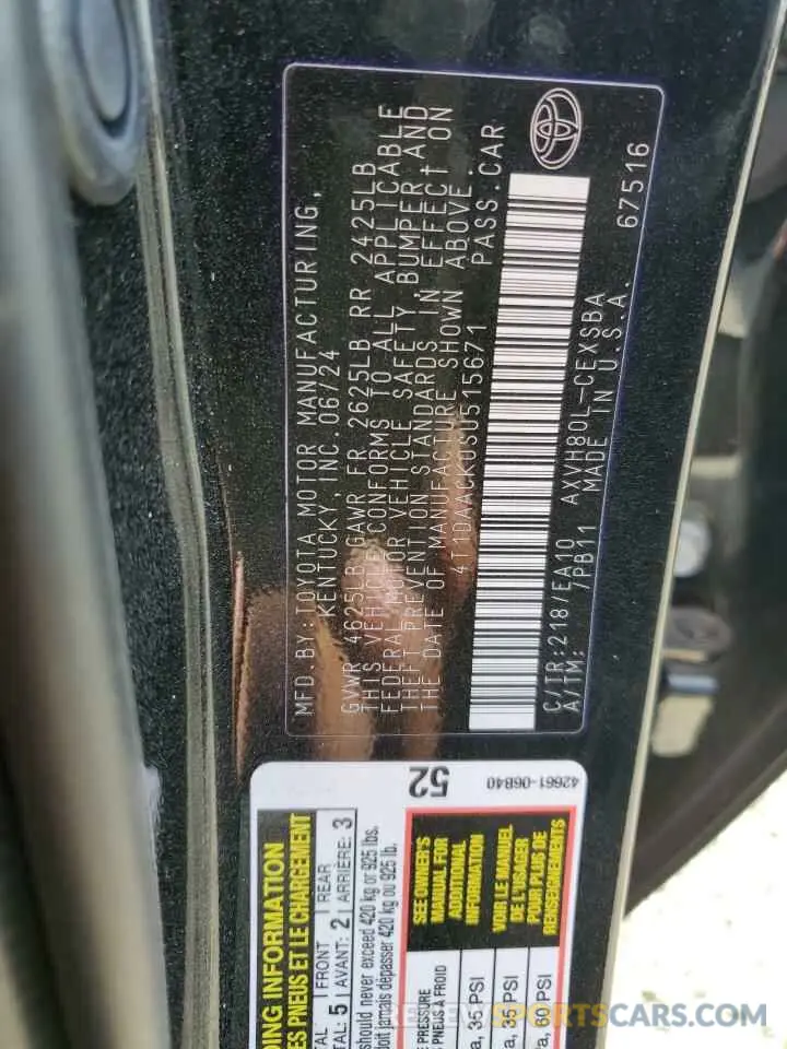 12 Фотография поврежденного автомобиля 4T1DAACK0SU515671 TOYOTA CAMRY 2025