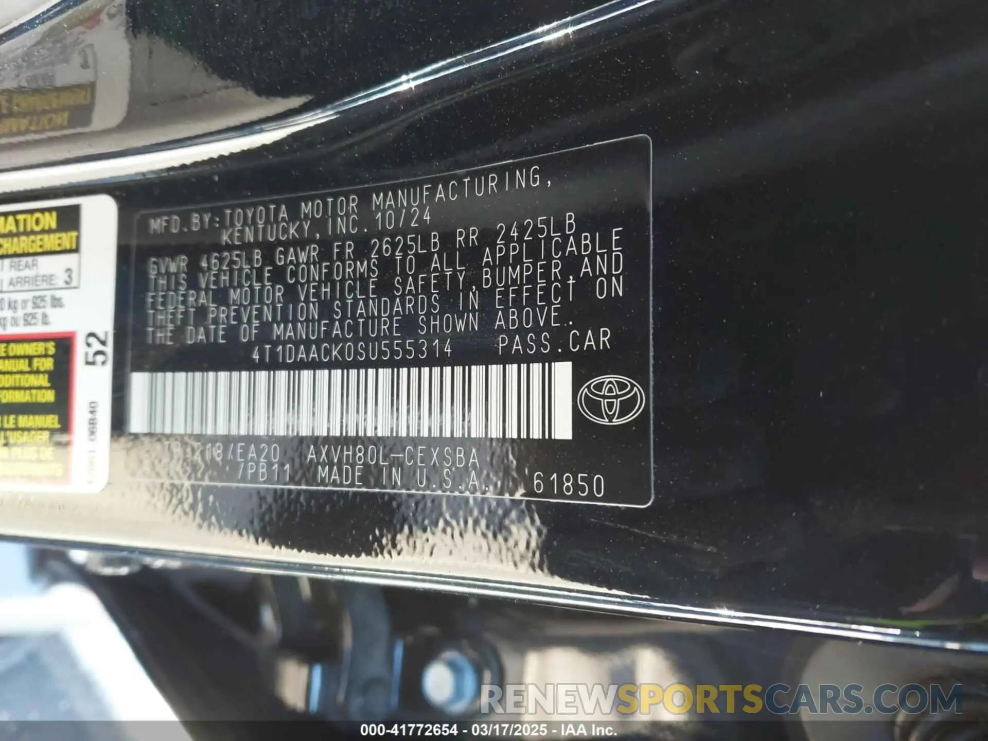 9 Photograph of a damaged car 4T1DAACK0SU555314 TOYOTA CAMRY 2025