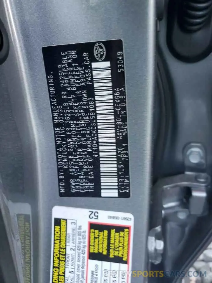 12 Фотография поврежденного автомобиля 4T1DAACK0SU591083 TOYOTA CAMRY 2025
