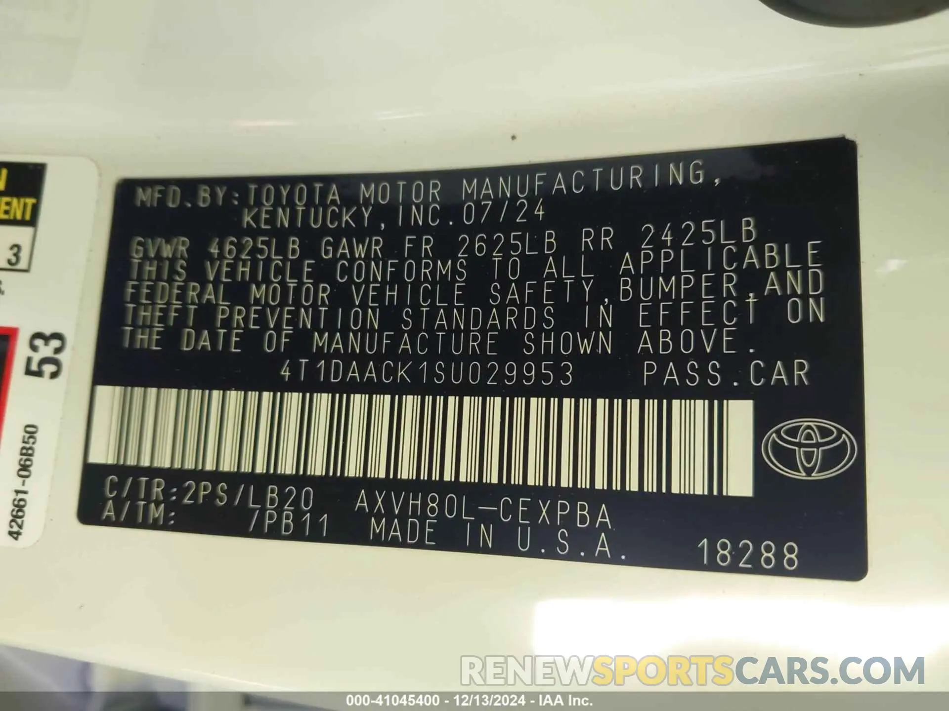 9 Фотография поврежденного автомобиля 4T1DAACK1SU029953 TOYOTA CAMRY 2025