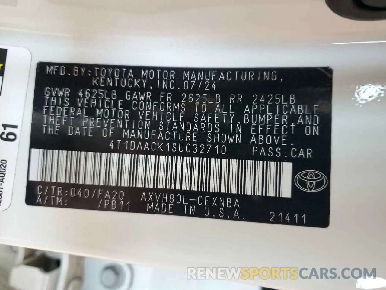 13 Photograph of a damaged car 4T1DAACK1SU032710 TOYOTA CAMRY 2025