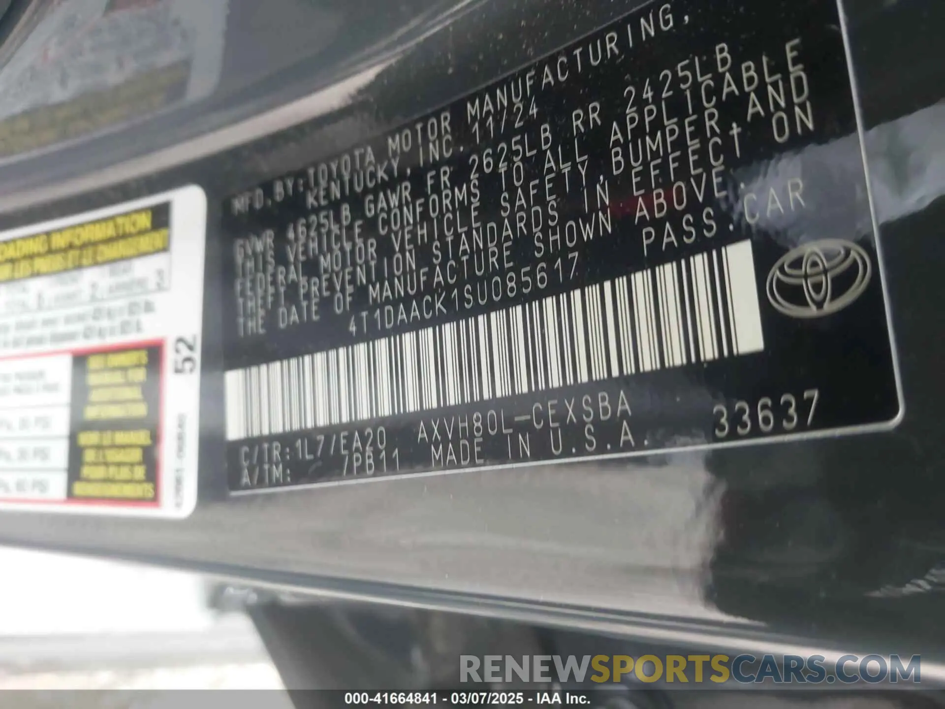 9 Фотография поврежденного автомобиля 4T1DAACK1SU085617 TOYOTA CAMRY 2025