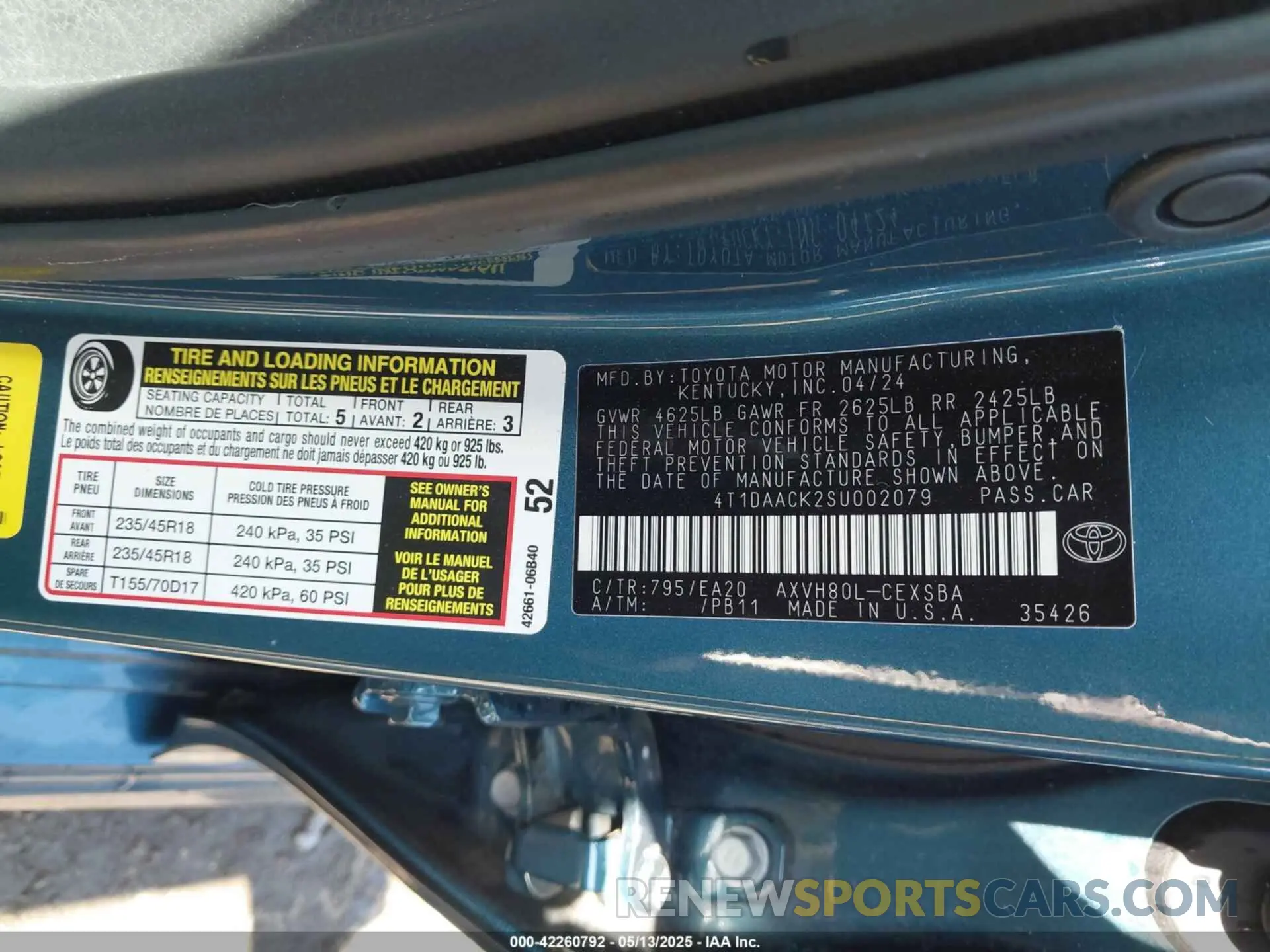 9 Photograph of a damaged car 4T1DAACK2SU002079 TOYOTA CAMRY 2025
