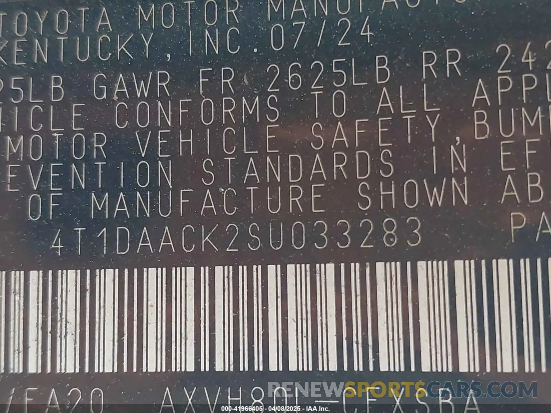 9 Фотография поврежденного автомобиля 4T1DAACK2SU033283 TOYOTA CAMRY 2025