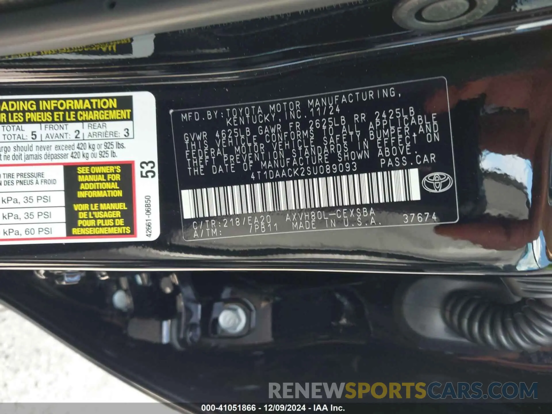 9 Фотография поврежденного автомобиля 4T1DAACK2SU089093 TOYOTA CAMRY 2025