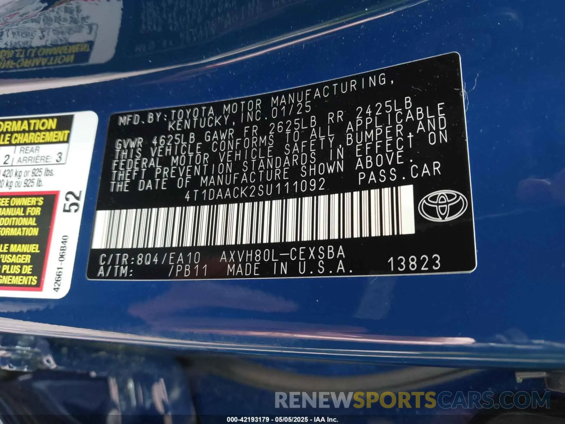 9 Фотография поврежденного автомобиля 4T1DAACK2SU111092 TOYOTA CAMRY 2025