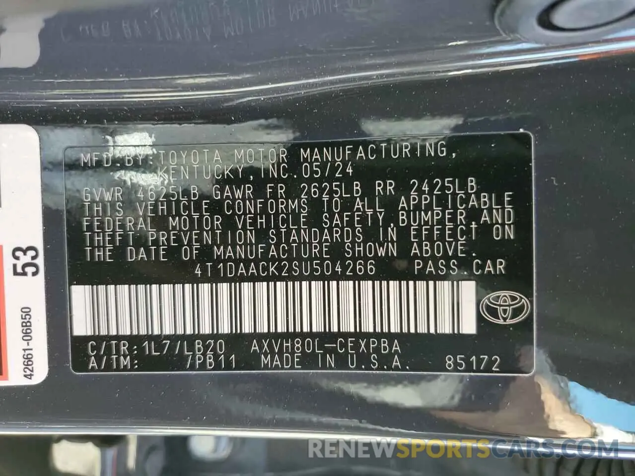 13 Photograph of a damaged car 4T1DAACK2SU504266 TOYOTA CAMRY 2025