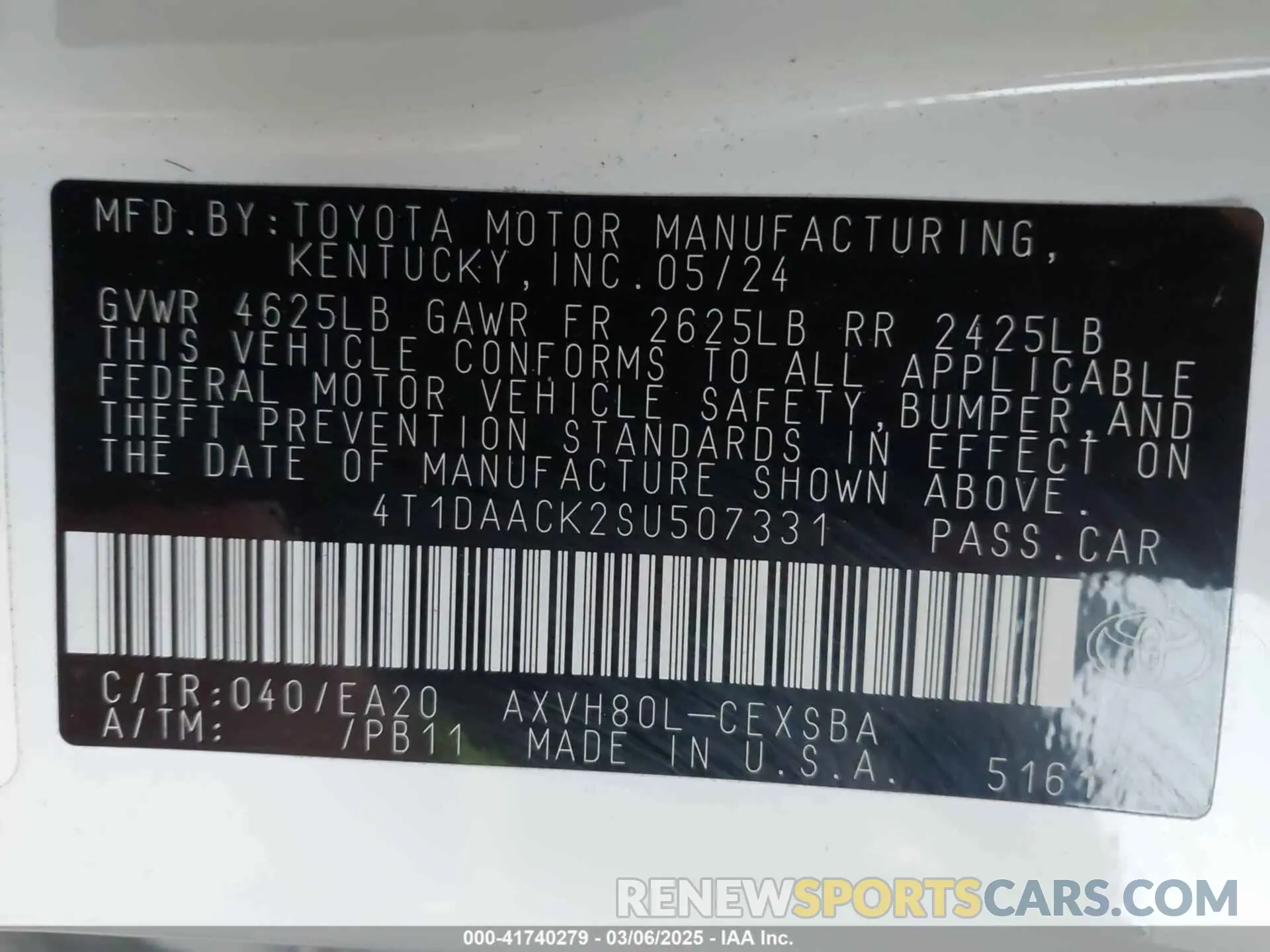 9 Фотография поврежденного автомобиля 4T1DAACK2SU507331 TOYOTA CAMRY 2025