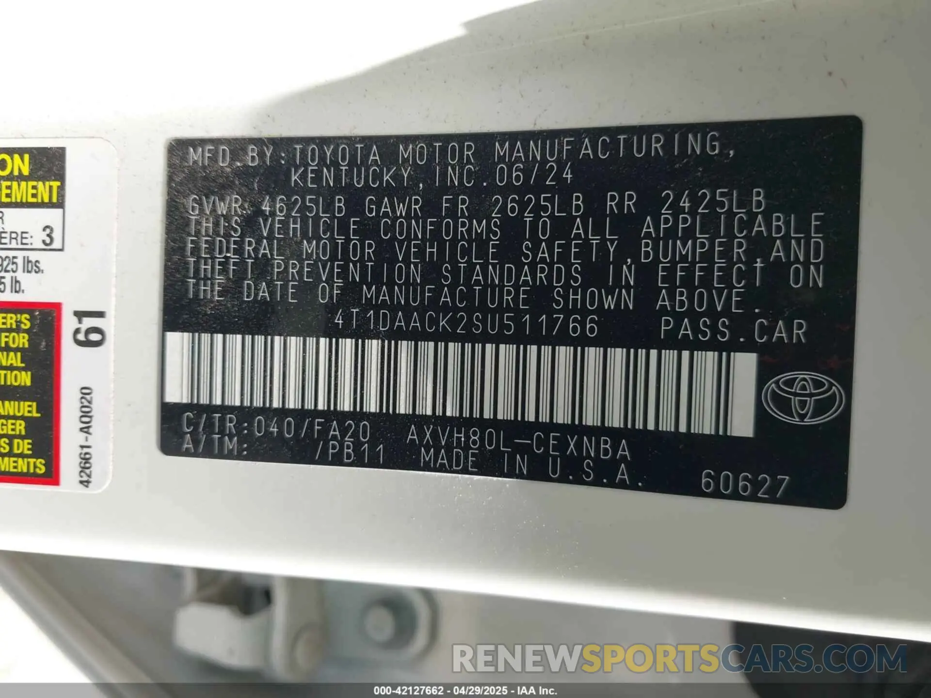 9 Фотография поврежденного автомобиля 4T1DAACK2SU511766 TOYOTA CAMRY 2025