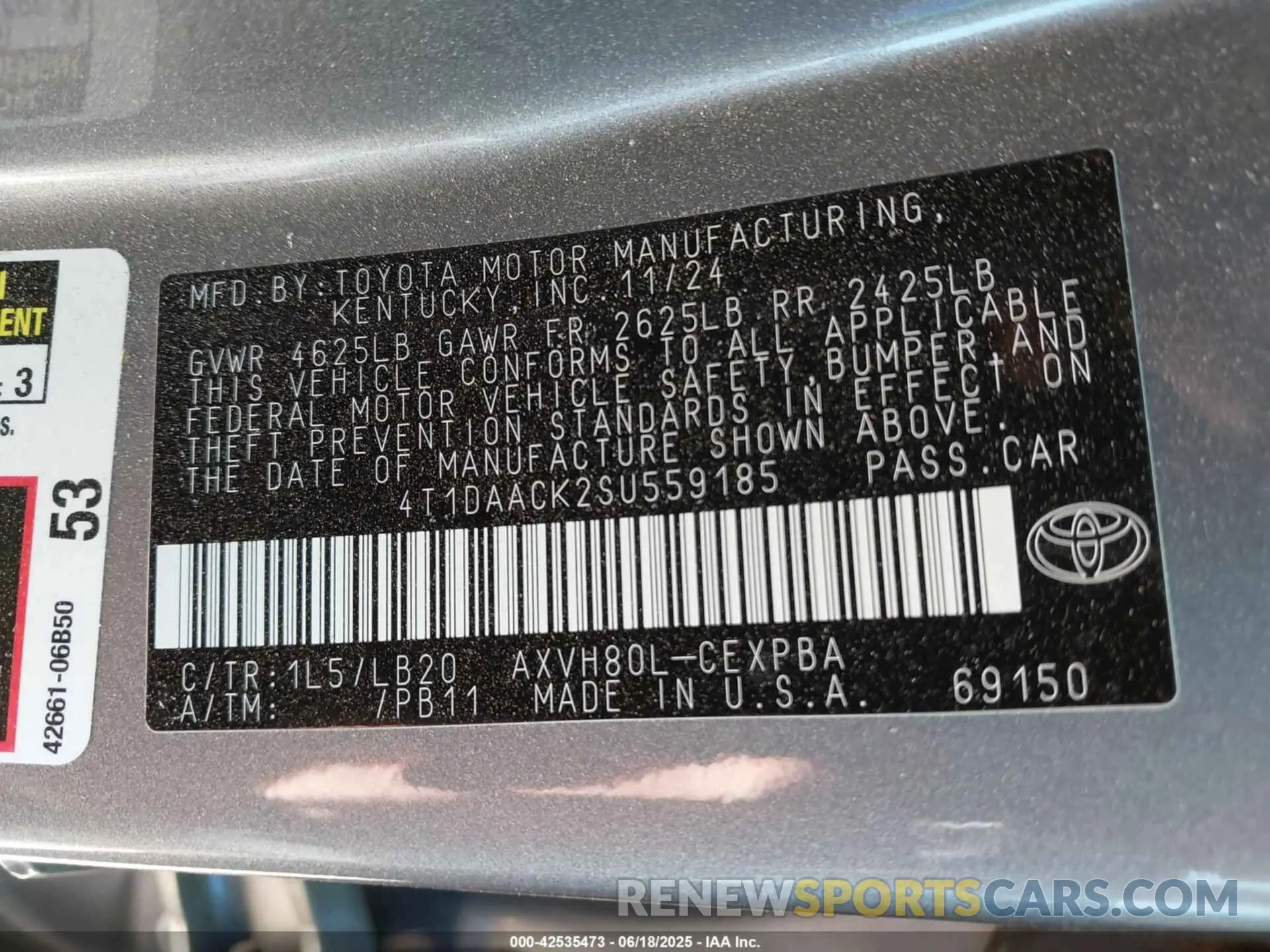 9 Photograph of a damaged car 4T1DAACK2SU559185 TOYOTA CAMRY 2025