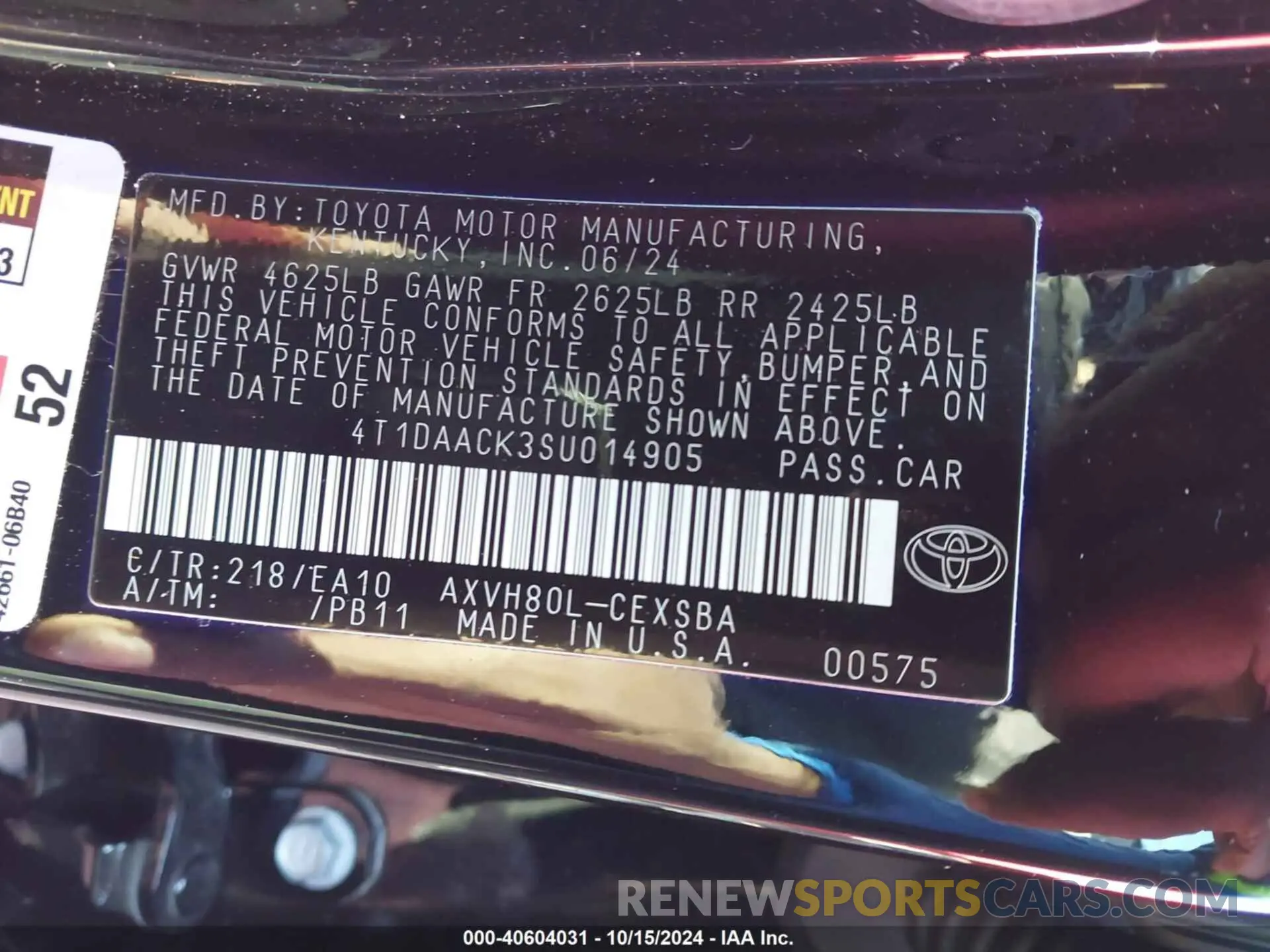 9 Photograph of a damaged car 4T1DAACK3SU014905 TOYOTA CAMRY 2025