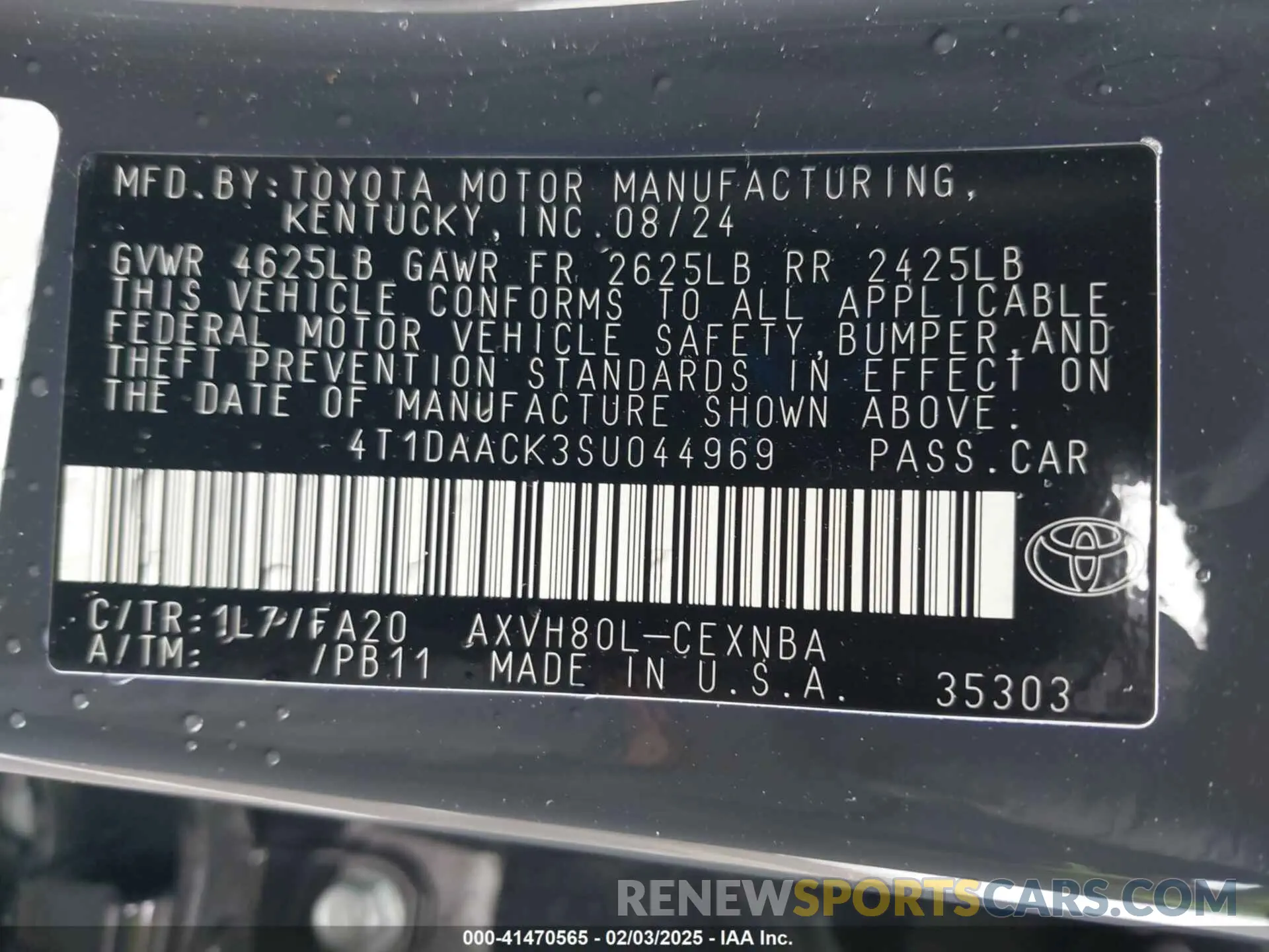 9 Photograph of a damaged car 4T1DAACK3SU044969 TOYOTA CAMRY 2025