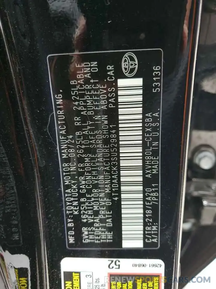 14 Фотография поврежденного автомобиля 4T1DAACK3SU529841 TOYOTA CAMRY 2025