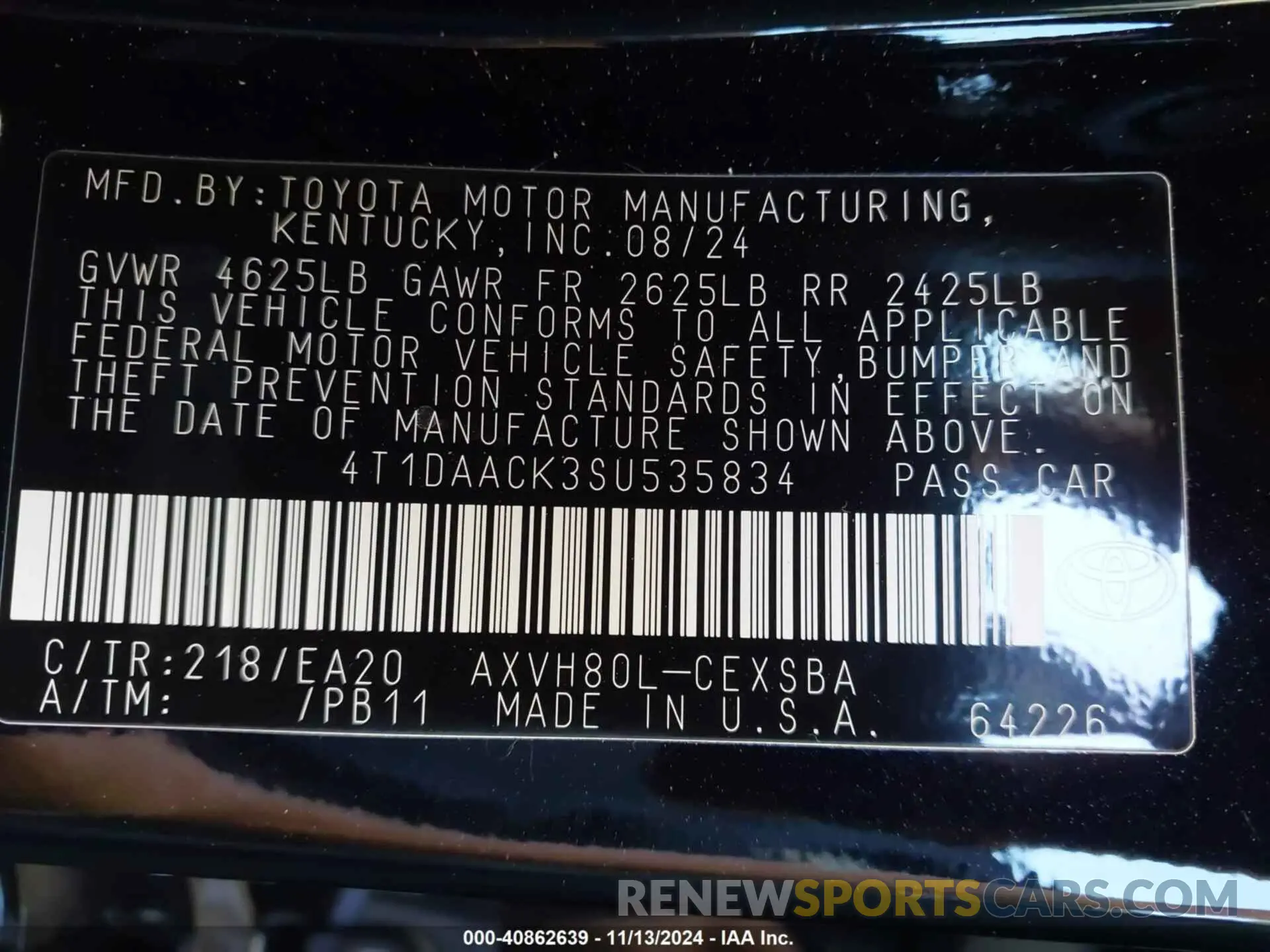 9 Фотография поврежденного автомобиля 4T1DAACK3SU535834 TOYOTA CAMRY 2025
