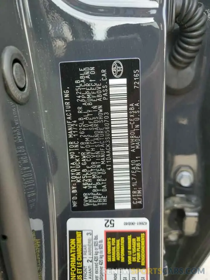 12 Фотография поврежденного автомобиля 4T1DAACK3SU560703 TOYOTA CAMRY 2025