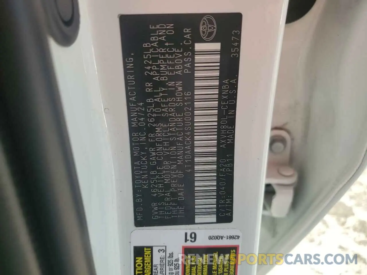 12 Фотография поврежденного автомобиля 4T1DAACK4SU002116 TOYOTA CAMRY 2025