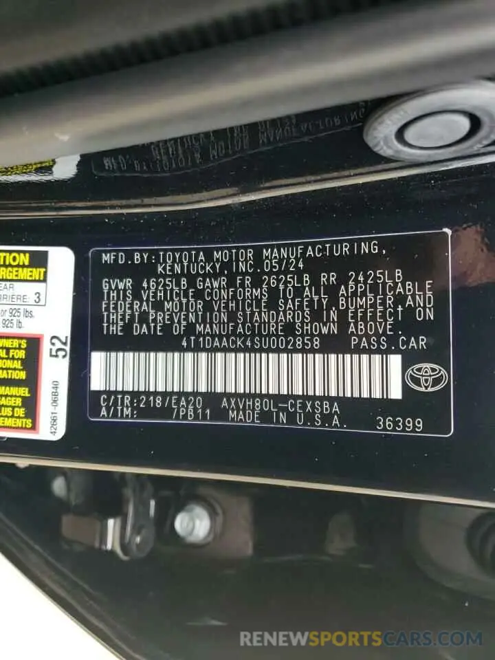 12 Photograph of a damaged car 4T1DAACK4SU002858 TOYOTA CAMRY 2025
