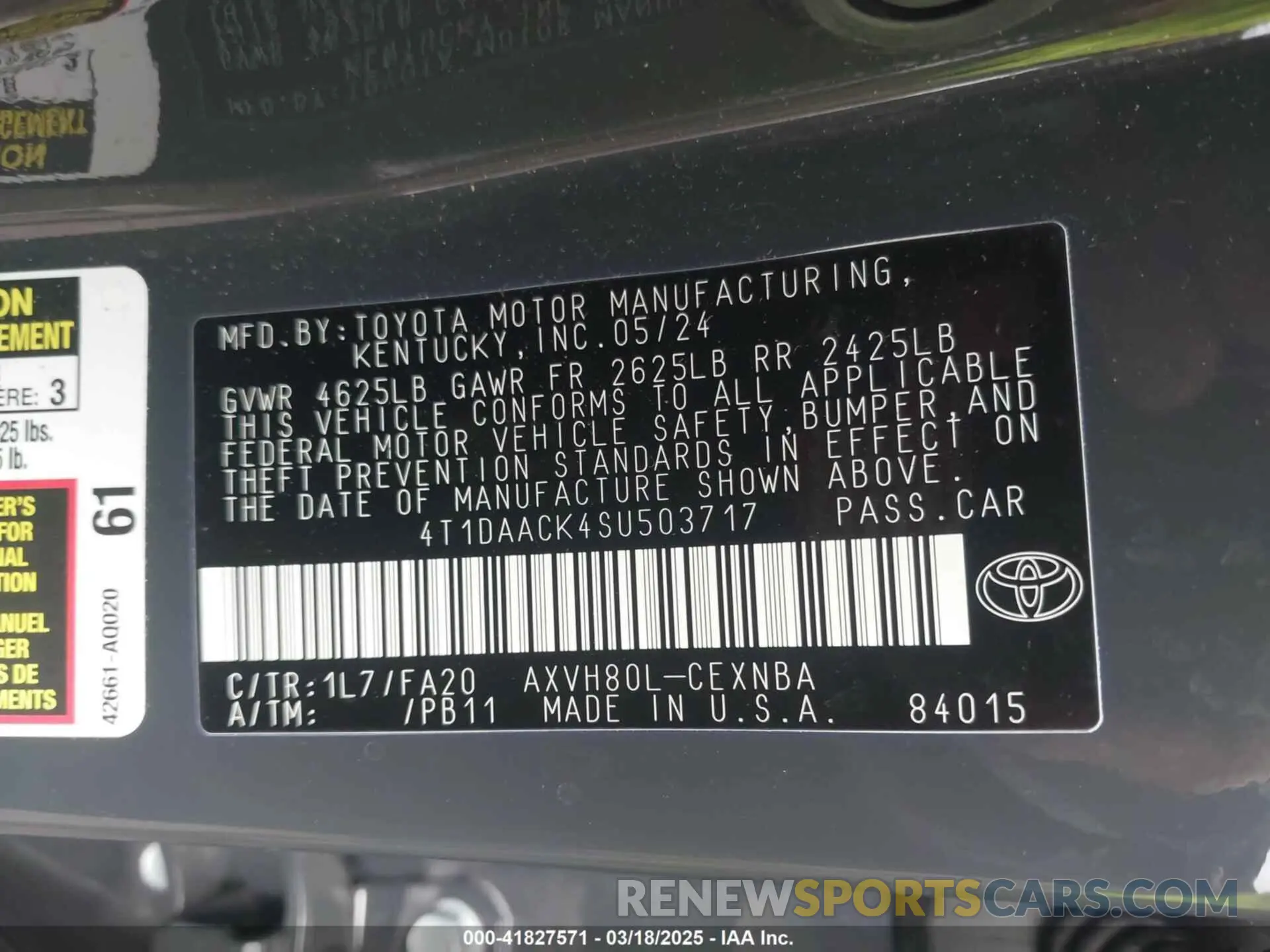 9 Photograph of a damaged car 4T1DAACK4SU503717 TOYOTA CAMRY 2025