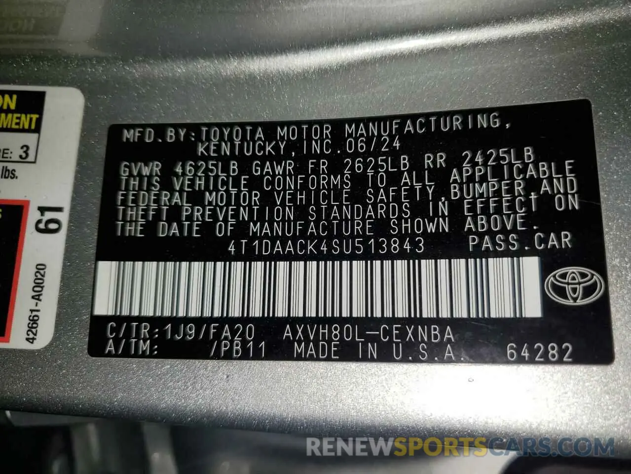 13 Фотография поврежденного автомобиля 4T1DAACK4SU513843 TOYOTA CAMRY 2025
