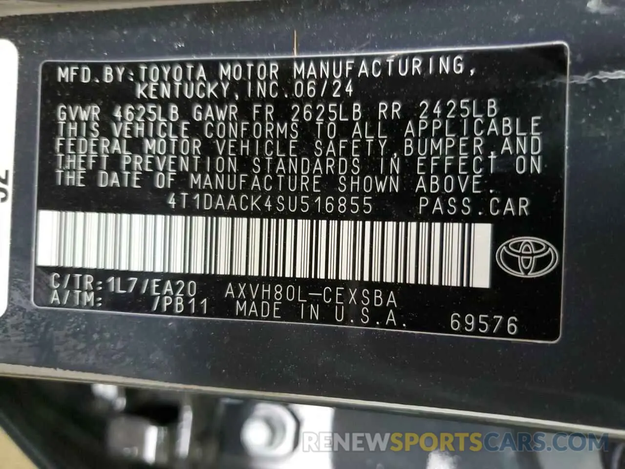 12 Photograph of a damaged car 4T1DAACK4SU516855 TOYOTA CAMRY 2025