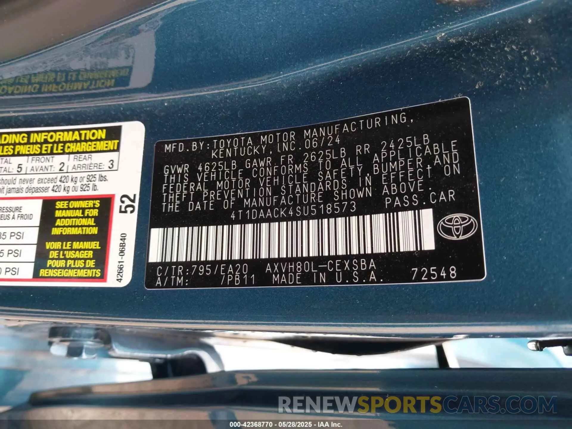 9 Фотография поврежденного автомобиля 4T1DAACK4SU518573 TOYOTA CAMRY 2025