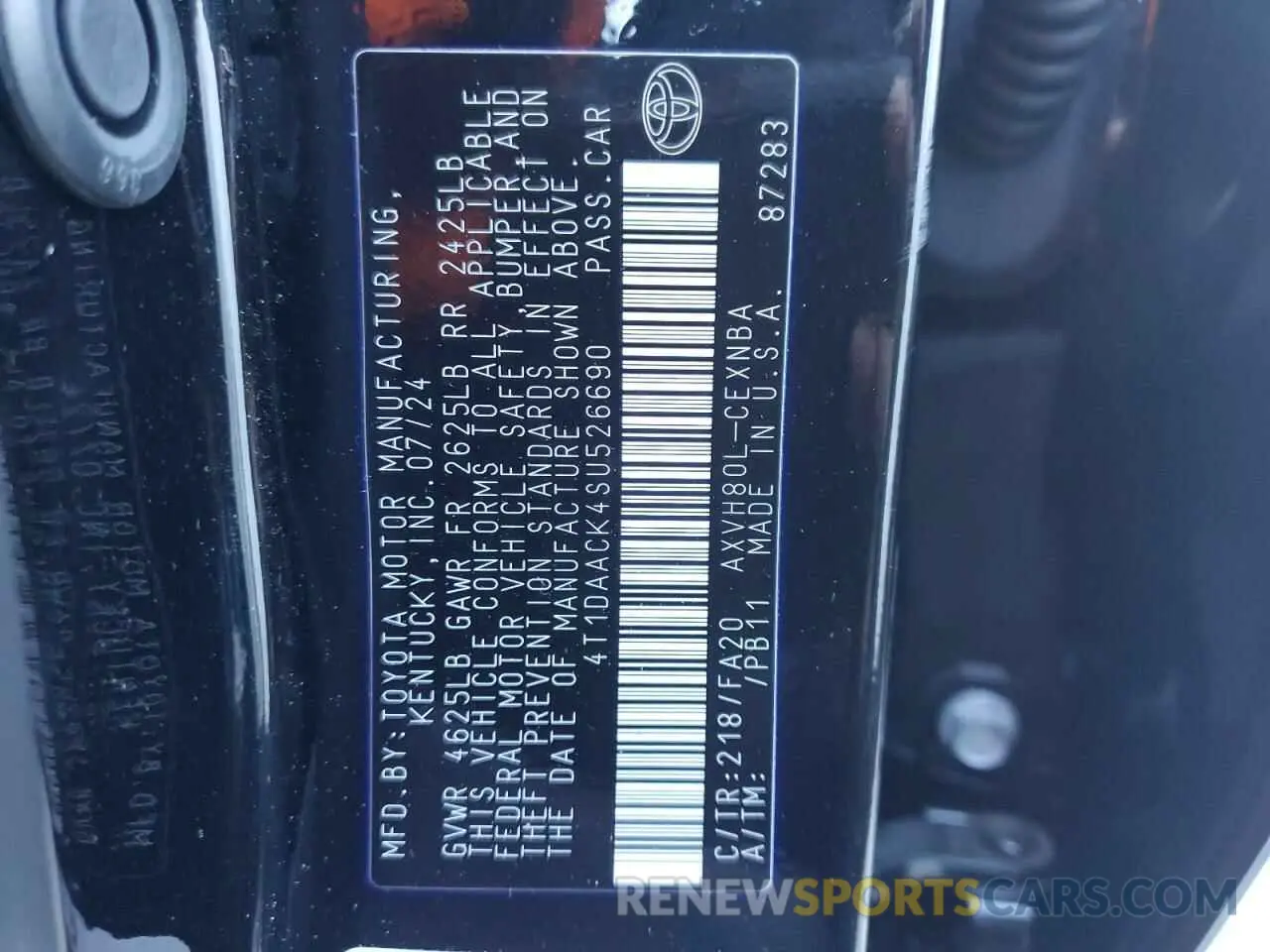 12 Photograph of a damaged car 4T1DAACK4SU526690 TOYOTA CAMRY 2025
