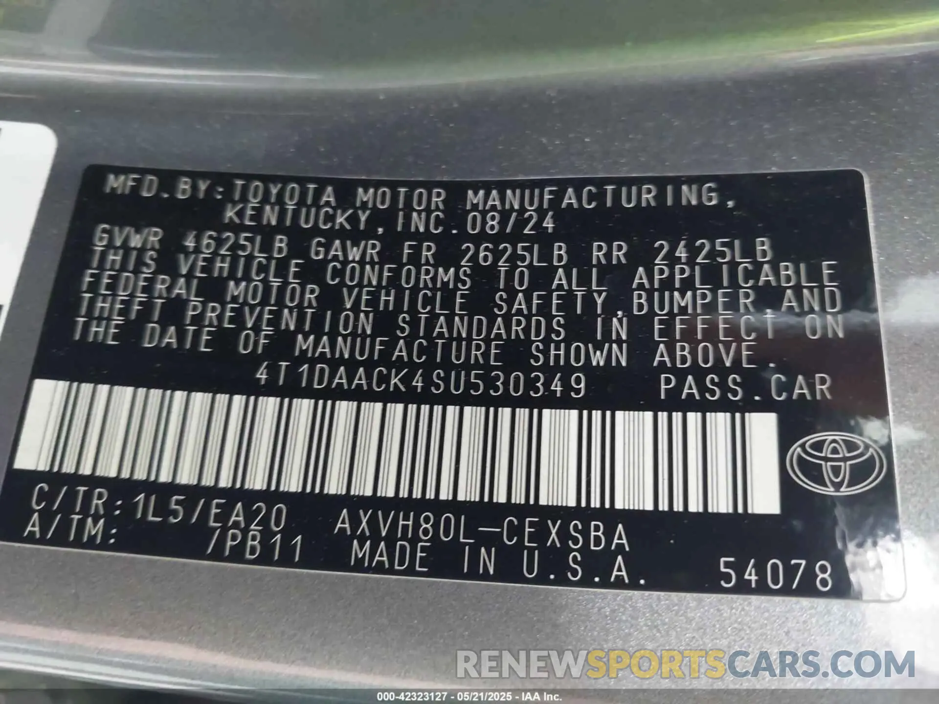 9 Фотография поврежденного автомобиля 4T1DAACK4SU530349 TOYOTA CAMRY 2025