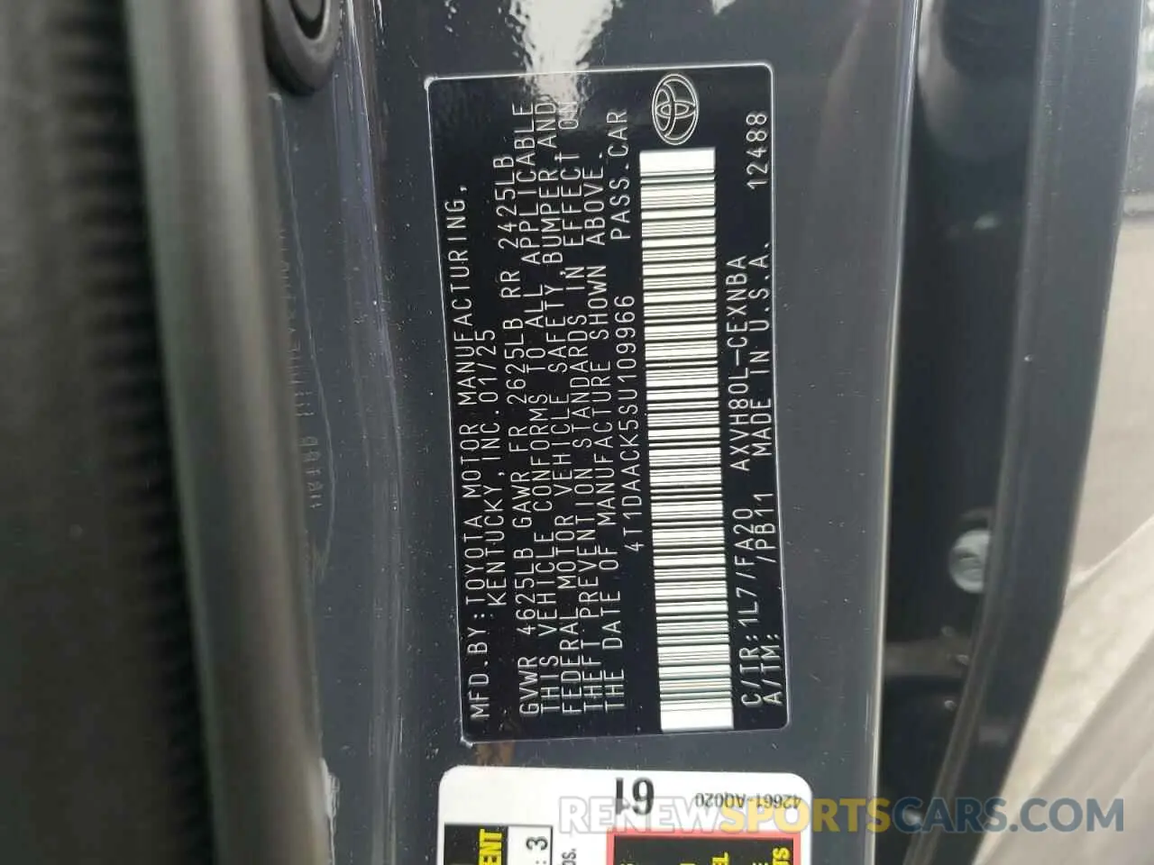 13 Photograph of a damaged car 4T1DAACK5SU109966 TOYOTA CAMRY 2025