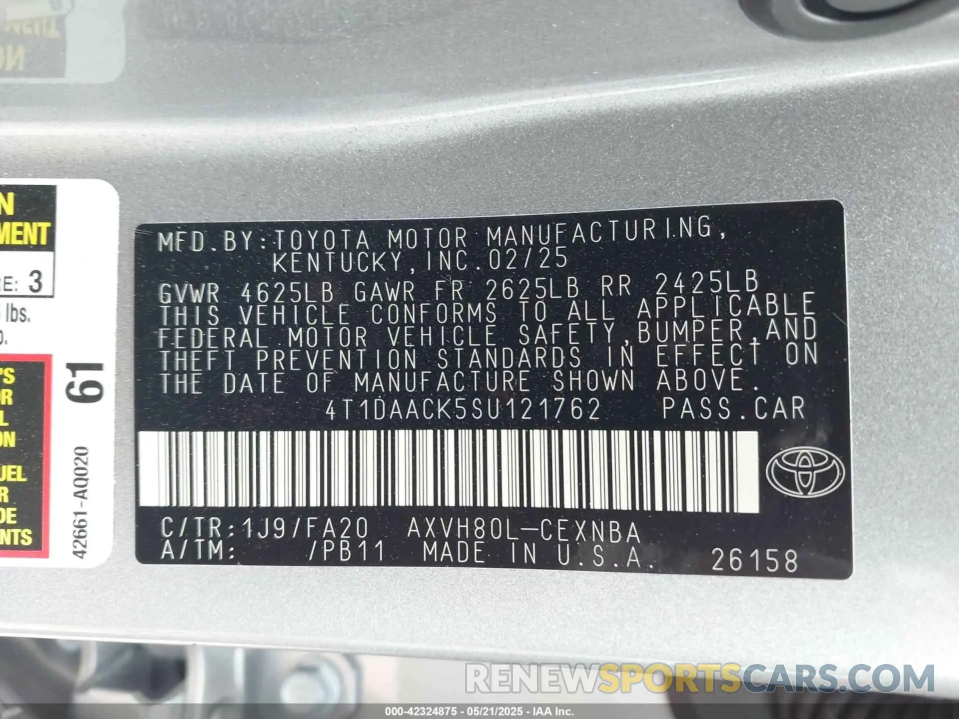 9 Photograph of a damaged car 4T1DAACK5SU121762 TOYOTA CAMRY 2025
