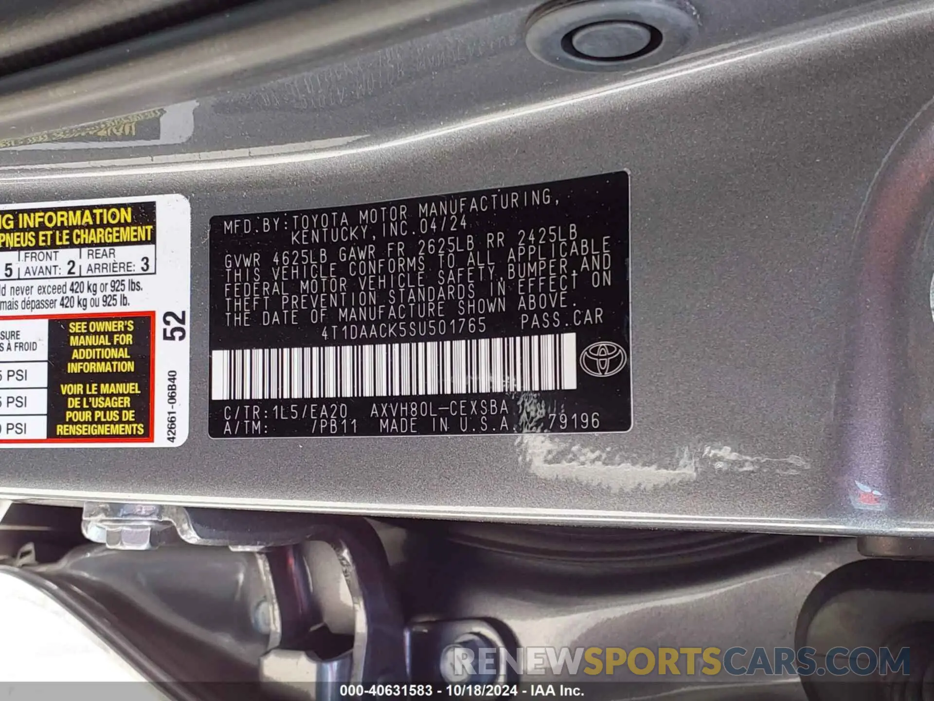 9 Photograph of a damaged car 4T1DAACK5SU501765 TOYOTA CAMRY 2025