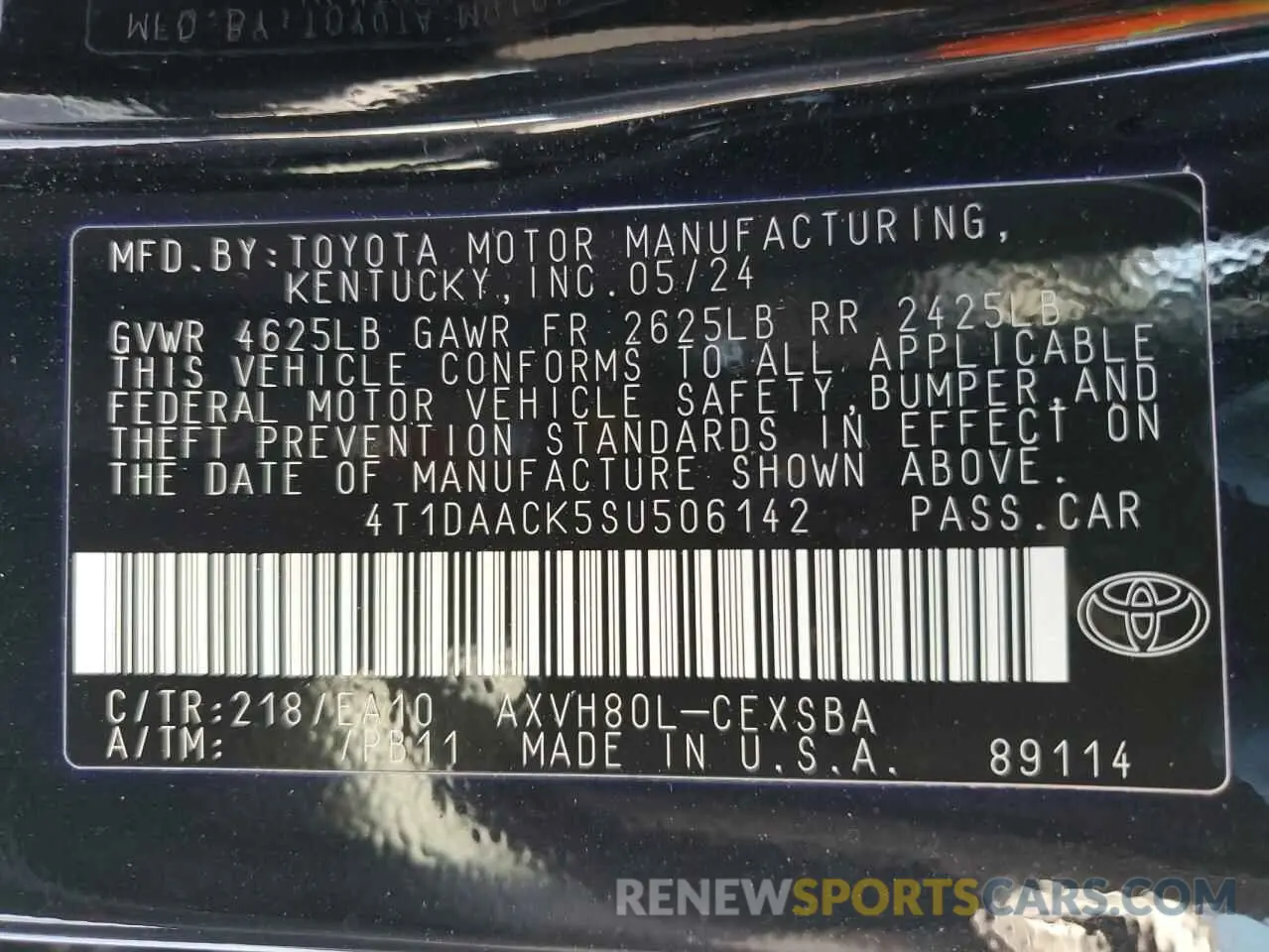 13 Photograph of a damaged car 4T1DAACK5SU506142 TOYOTA CAMRY 2025