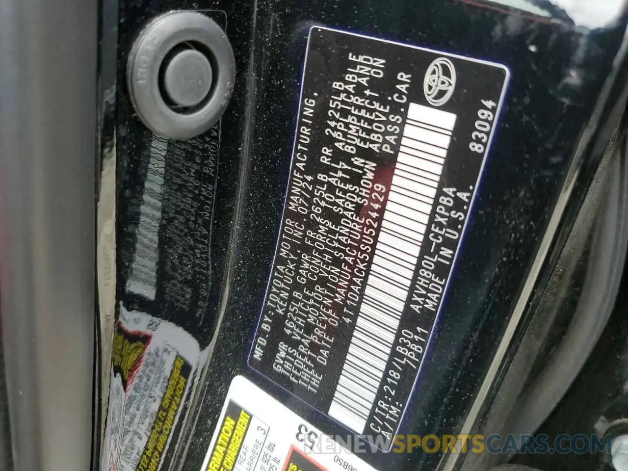 12 Photograph of a damaged car 4T1DAACK5SU524429 TOYOTA CAMRY 2025