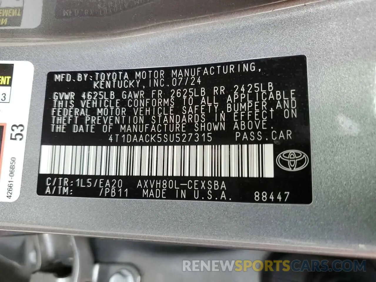 12 Photograph of a damaged car 4T1DAACK5SU527315 TOYOTA CAMRY 2025