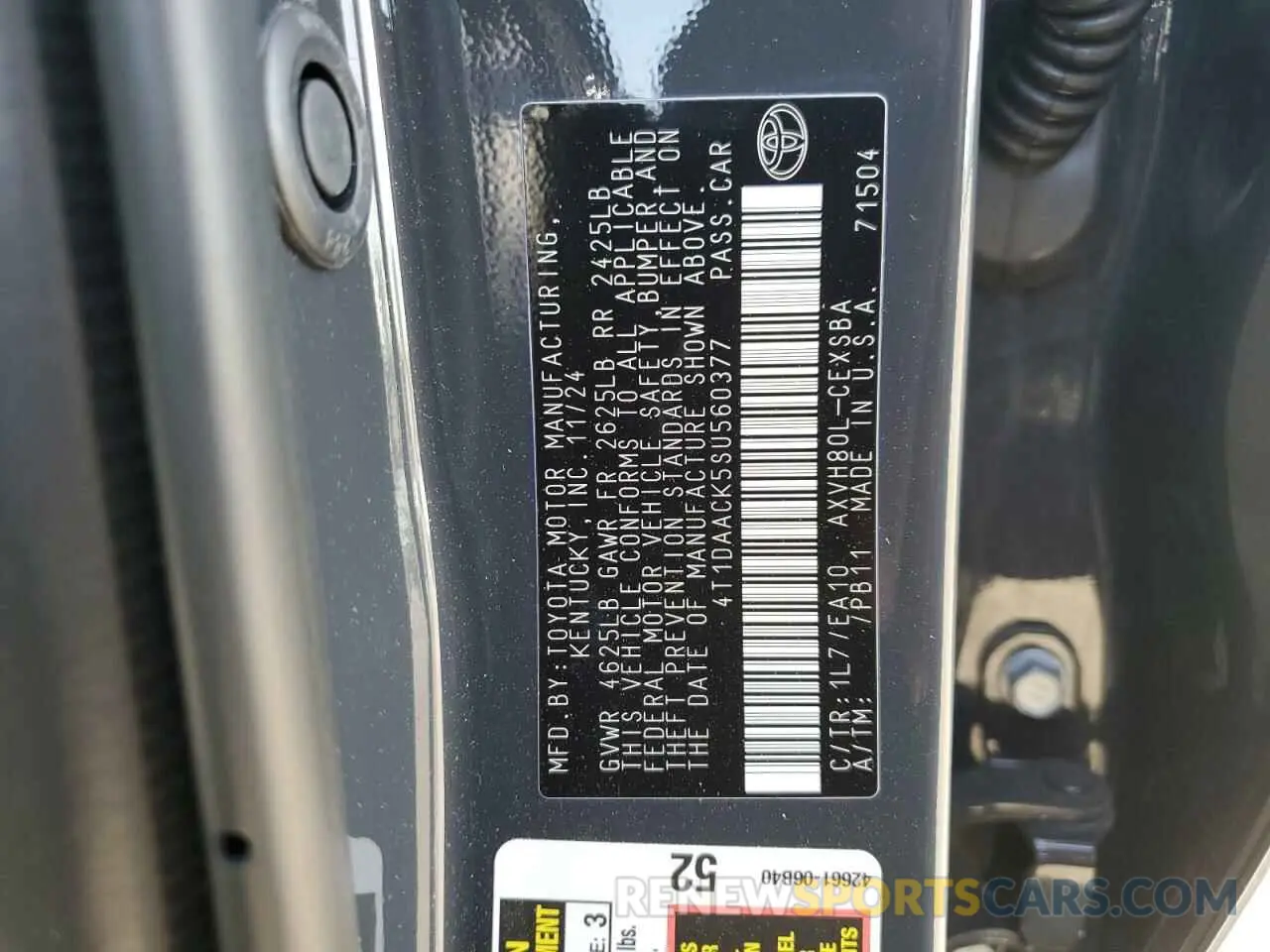 12 Photograph of a damaged car 4T1DAACK5SU560377 TOYOTA CAMRY 2025