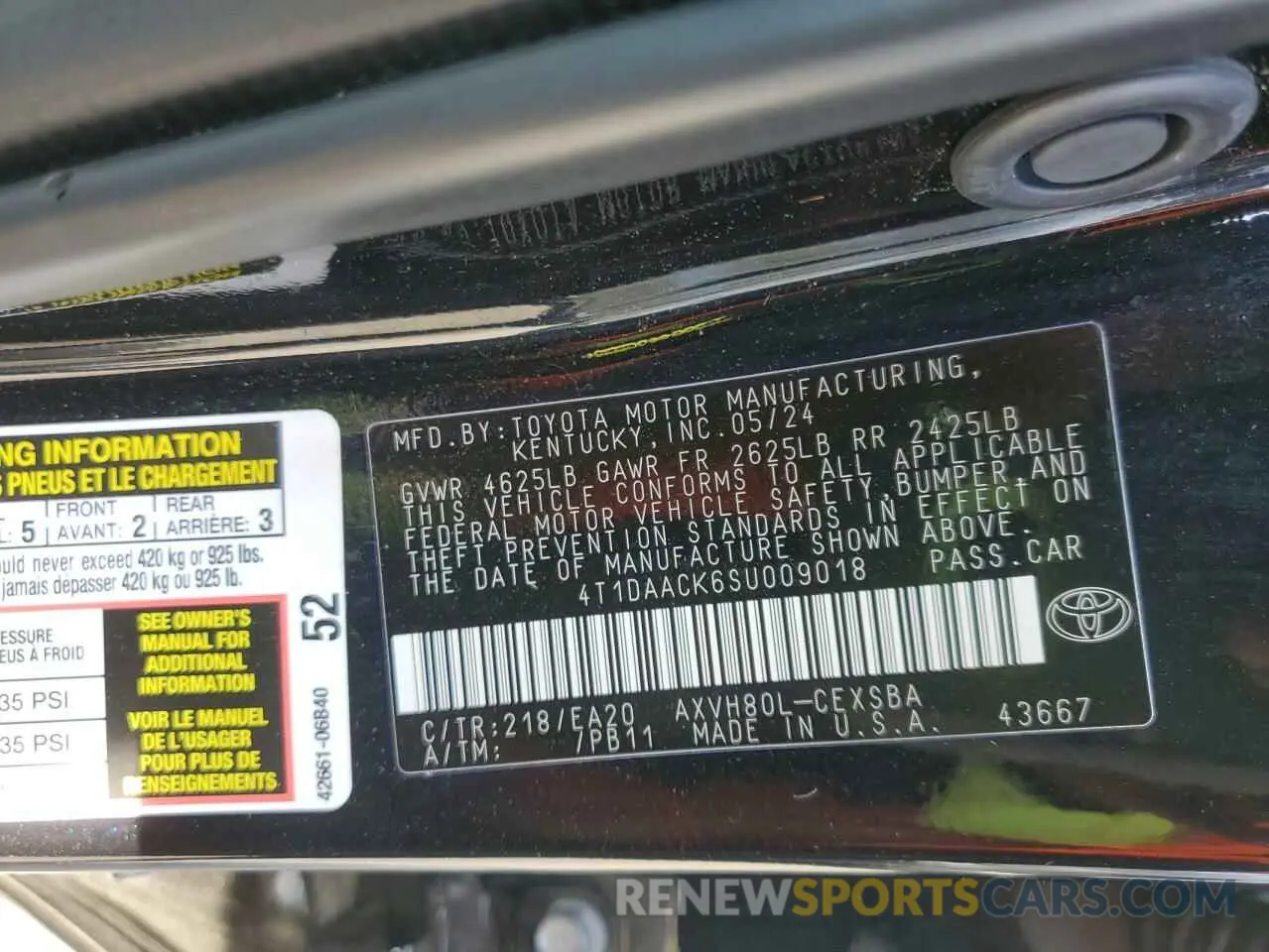 12 Photograph of a damaged car 4T1DAACK6SU009018 TOYOTA CAMRY 2025
