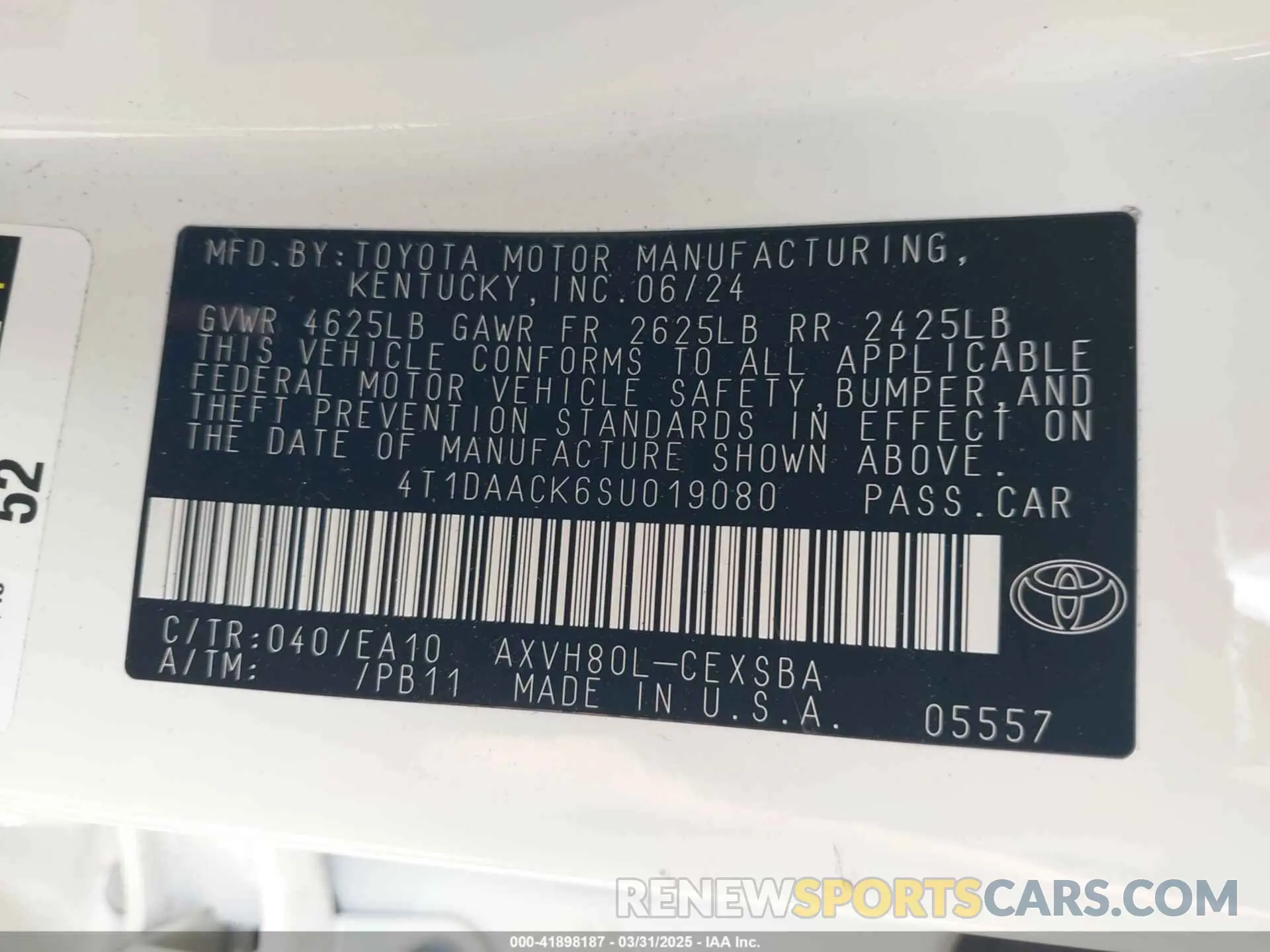 9 Photograph of a damaged car 4T1DAACK6SU019080 TOYOTA CAMRY 2025