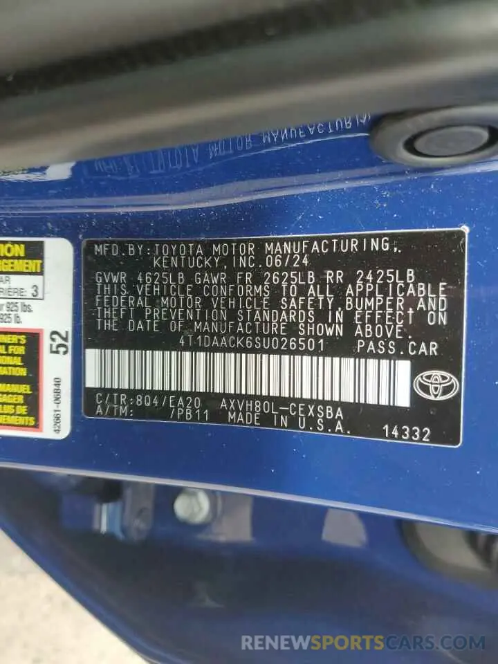 12 Фотография поврежденного автомобиля 4T1DAACK6SU026501 TOYOTA CAMRY 2025