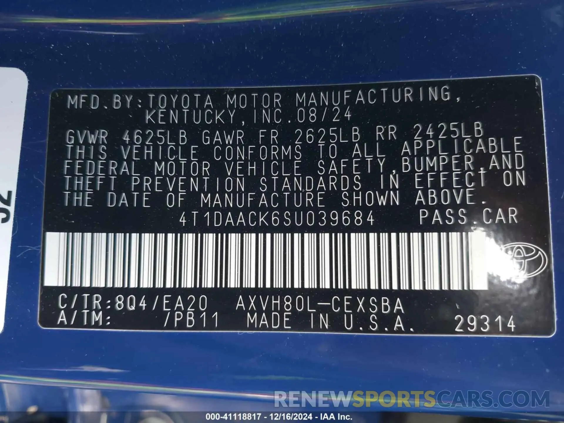 9 Фотография поврежденного автомобиля 4T1DAACK6SU039684 TOYOTA CAMRY 2025