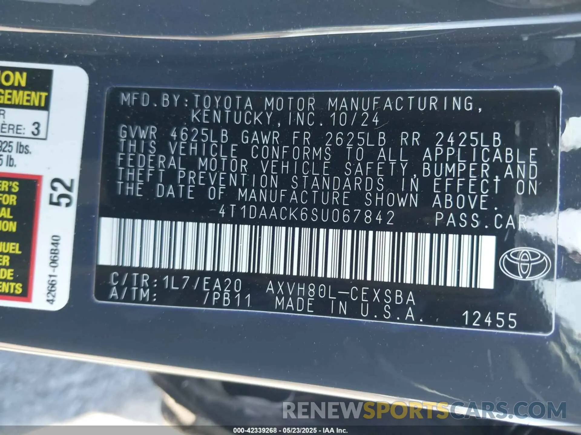 9 Фотография поврежденного автомобиля 4T1DAACK6SU067842 TOYOTA CAMRY 2025