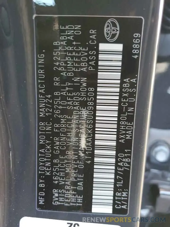 12 Photograph of a damaged car 4T1DAACK6SU098508 TOYOTA CAMRY 2025