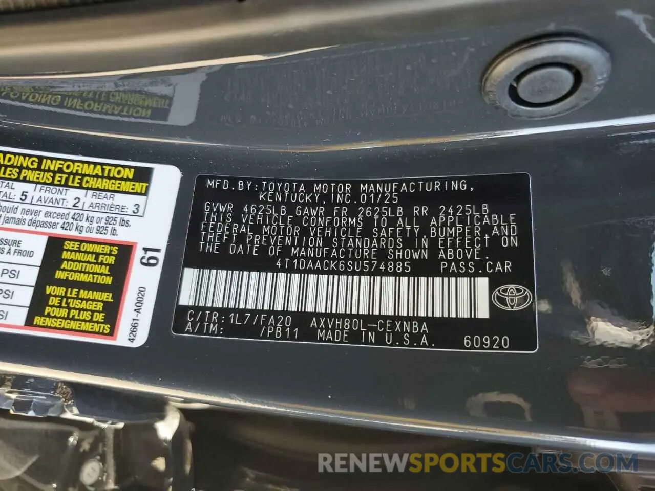 13 Photograph of a damaged car 4T1DAACK6SU574885 TOYOTA CAMRY 2025