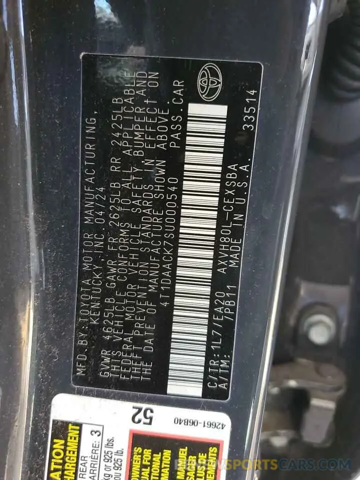 12 Photograph of a damaged car 4T1DAACK7SU000540 TOYOTA CAMRY 2025