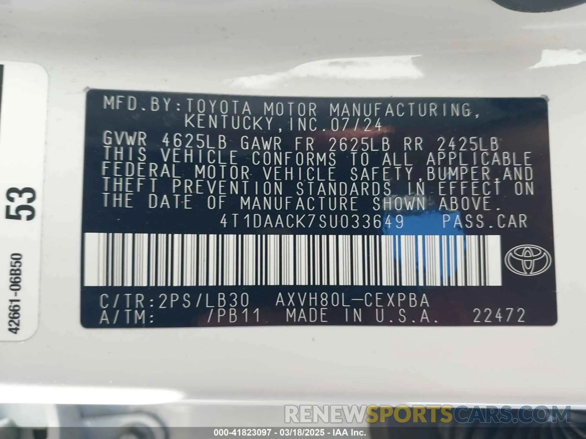 9 Фотография поврежденного автомобиля 4T1DAACK7SU033649 TOYOTA CAMRY 2025