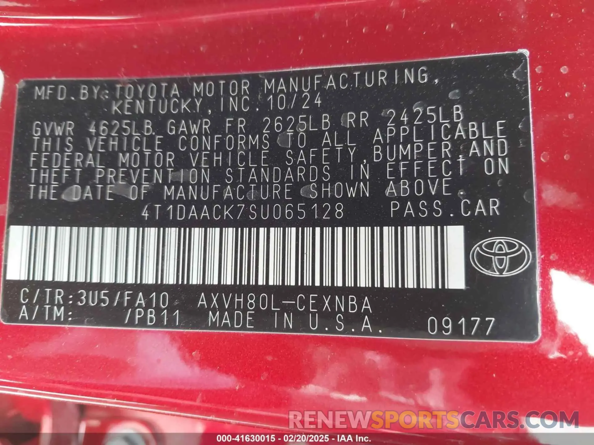 9 Photograph of a damaged car 4T1DAACK7SU065128 TOYOTA CAMRY 2025