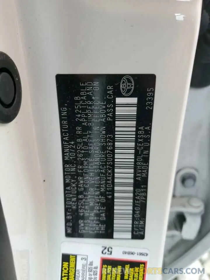 12 Фотография поврежденного автомобиля 4T1DAACK7SU076873 TOYOTA CAMRY 2025
